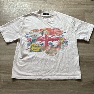 Vintage-Inspired White Graphic Union Jack Tee